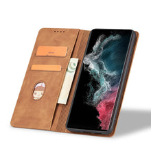 Заредете изображение във визуализатора на галерията – Magnet Fancy Case Case for Samsung Galaxy S22 Ultra Cover Card Wallet Card Stand Brown - TopMag
