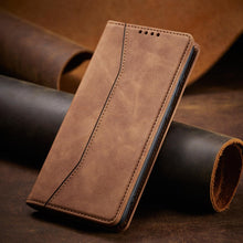 Заредете изображение във визуализатора на галерията – Magnet Fancy Case Case for Samsung Galaxy S22 Ultra Cover Card Wallet Card Stand Brown - TopMag
