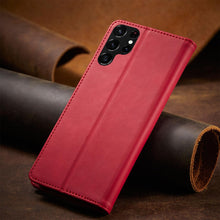 Заредете изображение във визуализатора на галерията – Magnet Fancy Case Case for Samsung Galaxy S22 Ultra Cover Card Wallet Card Stand Red - TopMag
