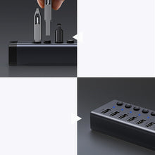 Заредете изображение във визуализатора на галерията – Ugreen multifunctional HUB 7in1 USB Type C - 7x USB Type A 3.0 PD DC 12V gray (CM481)
