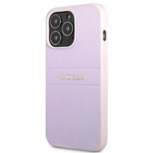 Заредете изображение във визуализатора на галерията – Guess GUHCP13LPSASBPU iPhone 13 Pro / 13 6,1" fioletowy/purple Saffiano Hot Stamp &amp; Metal Logo - TopMag
