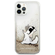 Заредете изображение във визуализатора на галерията – Karl Lagerfeld KLHCP12MGCFD iPhone 12/12 Pro 6.1 "gold / gold hardcase Liquid Glitter Choupette Fun - TopMag
