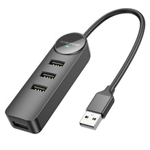 Заредете изображение във визуализатора на галерията – Borofone Adapter DH5 Erudite 4 in 1 - USB to 4xUSB 3.0 - 0,2 metres black
