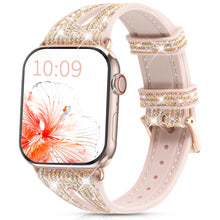 Заредете изображение във визуализатора на галерията – Kingxbar New Chameleon Band Watch Strap 8/7/6/5/4/3/2 / SE (41/40 / 38mm) Crystal Bracelet Silicone Wristband Gold - TopMag
