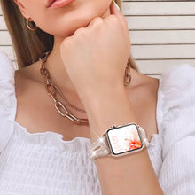 Заредете изображение във визуализатора на галерията – Kingxbar New Chameleon Band Watch Strap 8/7/6/5/4/3/2 / SE (45/44 / 42mm) Crystal Bracelet Silicone Wristband Gold - TopMag
