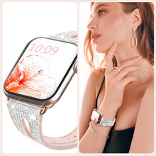 Заредете изображение във визуализатора на галерията – Kingxbar New Chameleon Band Watch Strap 8/7/6/5/4/3/2 / SE (41/40 / 38mm) Crystal Bracelet Silicone Wristband Silver - TopMag
