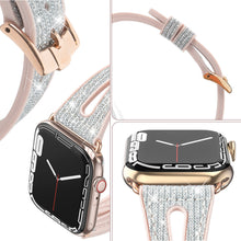 Заредете изображение във визуализатора на галерията – Kingxbar New Chameleon Band Watch Strap 8/7/6/5/4/3/2 / SE (45/44 / 42mm) Crystal Bracelet Silicone Wristband Silver - TopMag
