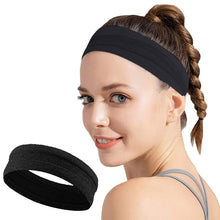 Заредете изображение във визуализатора на галерията – Elastic fabric headband for running fitness black - TopMag
