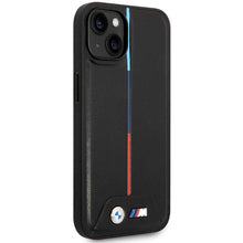 Заредете изображение във визуализатора на галерията – BMW M Quilted Tricolor case for iPhone 15 / 14 / 13 - black
