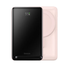 Заредете изображение във визуализатора на галерията – Baseus Magnetic Bracket Powerbank with MagSafe Wireless Charging 10000mAh 20W pink (PPCX000004) + USB Type C Baseus Xiaobai Series 60W 0.5m - TopMag
