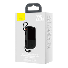 Заредете изображение във визуализатора на галерията – Baseus Qpow powerbank 10000mAh built-in USB Type-C cable 22.5W Quick Charge SCP AFC FCP black (PPQD020101) - TopMag
