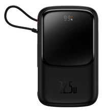 Заредете изображение във визуализатора на галерията – Baseus Qpow powerbank 10000mAh built-in USB Type-C cable 22.5W Quick Charge SCP AFC FCP black (PPQD020101) - TopMag
