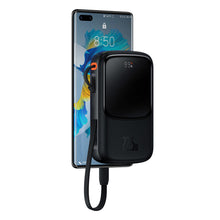 Заредете изображение във визуализатора на галерията – Baseus Qpow powerbank 10000mAh built-in USB Type-C cable 22.5W Quick Charge SCP AFC FCP black (PPQD020101) - TopMag
