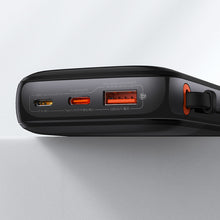 Заредете изображение във визуализатора на галерията – Baseus Qpow powerbank 10000mAh built-in USB Type-C cable 22.5W Quick Charge SCP AFC FCP black (PPQD020101) - TopMag
