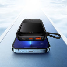 Заредете изображение във визуализатора на галерията – Baseus Qpow powerbank 10000mAh built-in USB Type-C cable 22.5W Quick Charge SCP AFC FCP black (PPQD020101) - TopMag
