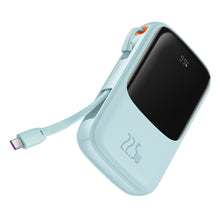 Заредете изображение във визуализатора на галерията – Baseus Qpow powerbank 10000mAh built-in USB Type-C cable 22.5W Quick Charge SCP AFC FCP blue (PPQD020103) - TopMag
