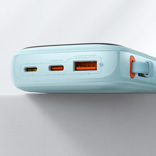 Заредете изображение във визуализатора на галерията – Baseus Qpow powerbank 10000mAh built-in USB Type-C cable 22.5W Quick Charge SCP AFC FCP blue (PPQD020103) - TopMag
