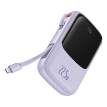 Заредете изображение във визуализатора на галерията – Baseus Qpow powerbank 10000mAh built-in USB Type-C cable 22.5W Quick Charge SCP AFC FCP purple (PPQD020105) - TopMag
