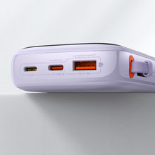 Заредете изображение във визуализатора на галерията – Baseus Qpow powerbank 10000mAh built-in USB Type-C cable 22.5W Quick Charge SCP AFC FCP purple (PPQD020105) - TopMag
