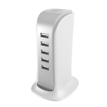 Заредете изображение във визуализатора на галерията – Charger 5x USB with built-in power cable EU white (A5EU) - TopMag
