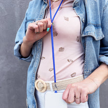 Заредете изображение във визуализатора на галерията – Stylish cord lanyard with inlay for the phone keys black - TopMag

