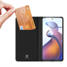 Заредете изображение във визуализатора на галерията – Dux Ducis Skin Pro Case for Motorola Edge 30 Ultra Flip Card Wallet Stand Black
