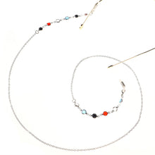 Заредете изображение във визуализатора на галерията – A chain for glasses, a metal ornament, a pendant, beads, rhinestones, a string of rose gold - TopMag
