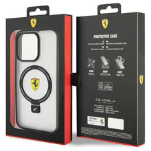 Заредете изображение във визуализатора на галерията – Ferrari FEHMP15XUSCAH iPhone 15 Pro Max 6.7" transparent hardcase Ring Stand 2023 Collection MagSafe
