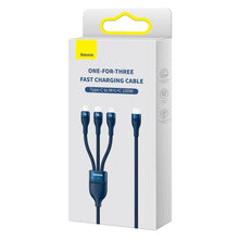 Заредете изображение във визуализатора на галерията – Baseus Flash Series II USB Type C / USB Type A cable - USB Type C / Lightning / micro USB 100 W 1.5 m blue (CASS030203) - TopMag
