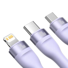 Заредете изображение във визуализатора на галерията – Baseus Flash Series II USB Type C / USB Type A cable - USB Type C / Lightning / micro USB 100 W 1.5 m purple (CASS030205) - TopMag
