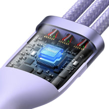 Заредете изображение във визуализатора на галерията – Baseus Flash Series II USB Type C / USB Type A cable - USB Type C / Lightning / micro USB 100 W 1.5 m purple (CASS030205) - TopMag
