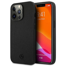 Заредете изображение във визуализатора на галерията – Mercedes MEHCP13LMBLBK iPhone 13 Pro / 13 6,1" czarny/black hardcase Leather Meshed Metal Logo - TopMag
