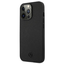 Заредете изображение във визуализатора на галерията – Mercedes MEHCP13LMBLBK iPhone 13 Pro / 13 6,1" czarny/black hardcase Leather Meshed Metal Logo - TopMag
