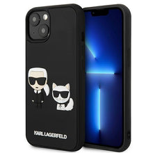 Заредете изображение във визуализатора на галерията – Karl Lagerfeld KLHCP13S3DRKCK iPhone 13 mini 5,4" czarny/black hardcase Karl&amp;Choupette Ikonik 3D - TopMag
