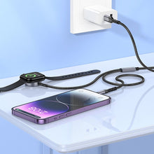 Заредете изображение във визуализатора на галерията – HOCO wireless charger 2in1 for Apple Watch + charging cable for Iphone CW54 black
