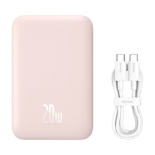Заредете изображение във визуализатора на галерията – Baseus magnetic power bank 6000mAh 20W + USB cable Type C 60W 50cm pink (PPCX020004) - TopMag
