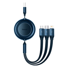 Заредете изображение във визуализатора на галерията – Baseus Bright Mirror 2 3in1 USB Type A cable - micro USB + Lightning + USB Type C 3.5A 1.1m blue (CAMJ010003) - TopMag
