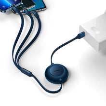 Заредете изображение във визуализатора на галерията – Baseus Bright Mirror 2 3in1 USB Type A cable - micro USB + Lightning + USB Type C 3.5A 1.1m blue (CAMJ010003) - TopMag
