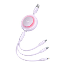 Заредете изображение във визуализатора на галерията – Baseus Bright Mirror 2 3in1 USB Type A cable - micro USB + Lightning + USB Type C 3.5A 1.1m purple (CAMJ010005) - TopMag
