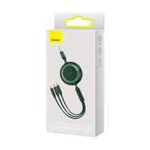Заредете изображение във визуализатора на галерията – Baseus Bright Mirror 2 retractable cable 3in1 USB Type A - micro USB + Lightning + USB Type C 3.5A 1.1m green (CAMJ010006) - TopMag
