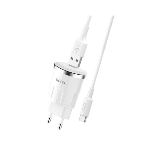 Зарядно Hoco travel + кабел Type C 2,4a c37a бял - TopMag