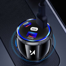 Заредете изображение във визуализатора на галерията – Wozinsky WCCCA car charger 2x USB-C 1x USB-A 90W PD QC - black
