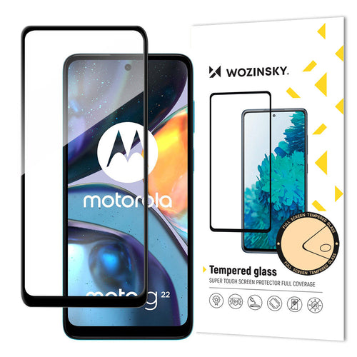 Wozinsky Super Durable Full Glue Tempered Glass Full Screen With Frame Case Friendly Motorola Moto G22 Black - TopMag