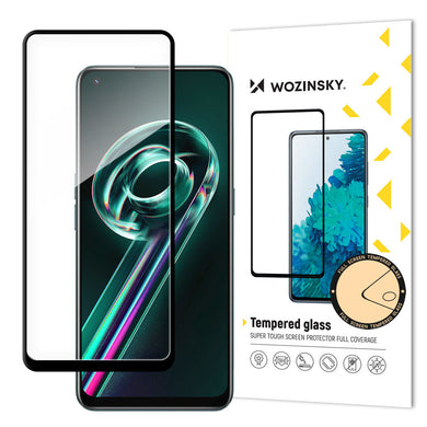 Wozinsky super tough full glue tempered glass full screen with frame case friendly realme 9 pro + (9 pro plus) black - TopMag