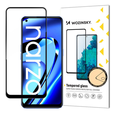 Wozinsky Super Tough Full Glue Tempered Glass Full Screen With Frame Case Friendly Realme Narzo 50A Black - TopMag