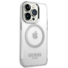 Заредете изображение във визуализатора на галерията – Guess GUHMP14XHTRMS iPhone 14 Pro Max 6.7" silver/silver hard case Metal Outline Magsafe
