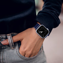 Заредете изображение във визуализатора на галерията – Dux Ducis Strap Leather Watch 7 Band 7/6/5/4/3/2 / SE (45/44 / 42mm) Wristband Bracelet Genuine Leather Bracelet Blue (Enland Version) - TopMag
