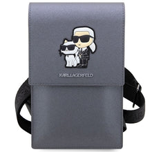 Заредете изображение във визуализатора на галерията – Original KARL LAGERFELD Handbag Saffiano Karl &amp; Choupette KLWBSAKCPMG silver

