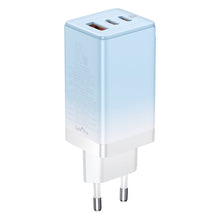 Заредете изображение във визуализатора на галерията – Baseus fast GaN charger 2 x USB Type C / USB 65W QC PD blue (CCGP050103) + USB Type C fast charging cable 100W 1m blue - TopMag
