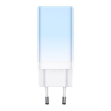 Заредете изображение във визуализатора на галерията – Baseus fast GaN charger 2 x USB Type C / USB 65W QC PD blue (CCGP050103) + USB Type C fast charging cable 100W 1m blue - TopMag

